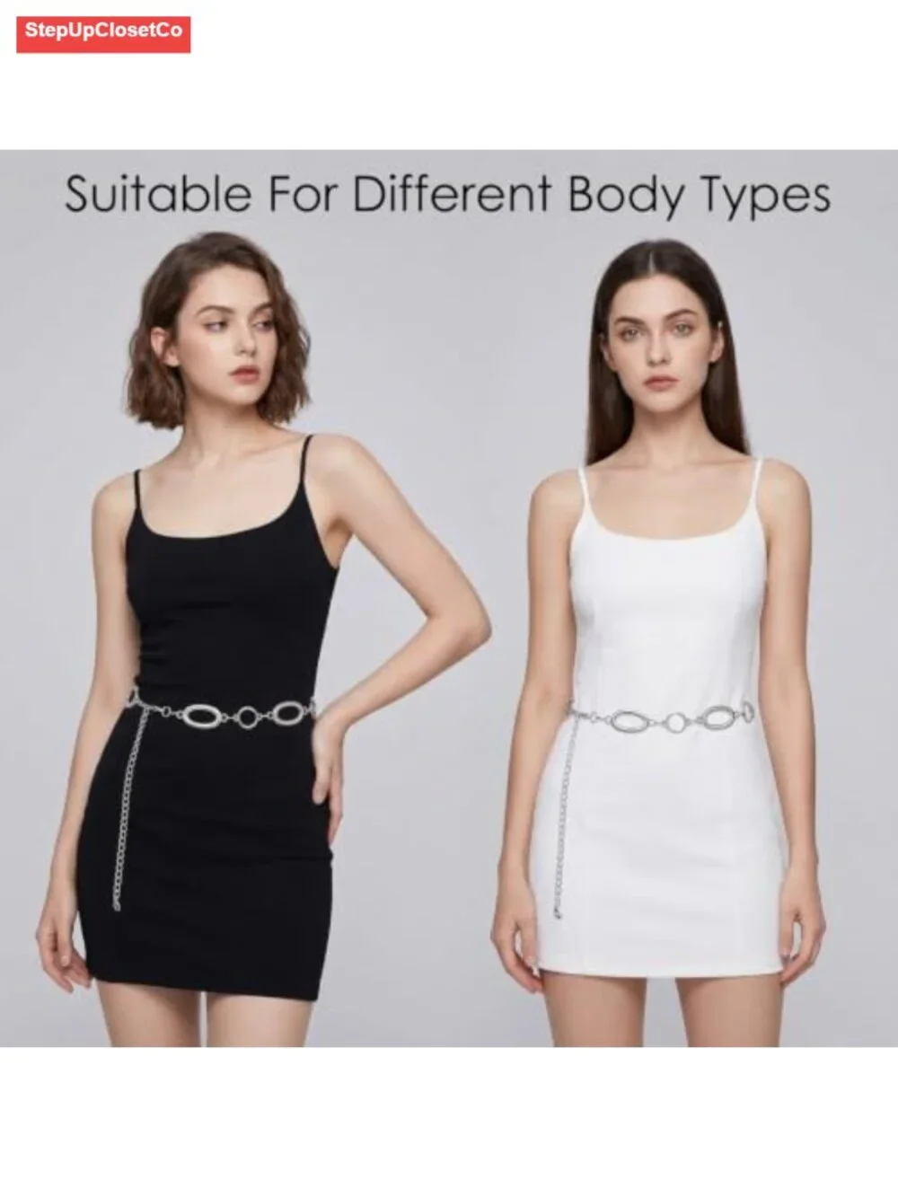 Women's Waist Chain Belt Circle O-Ring Link Stainless Steel Adjustable dress